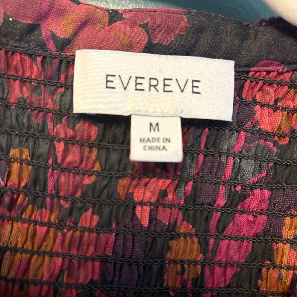 EVEREVE Floral Velvet Burnout Smocked Sheer Feminine Flowy Office Blouse size M - Picture 2 of 7